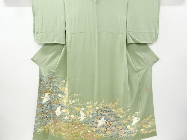 リサイクル　百貫華峰作　本場加賀友禅トキに松・花模様一つ紋色留袖